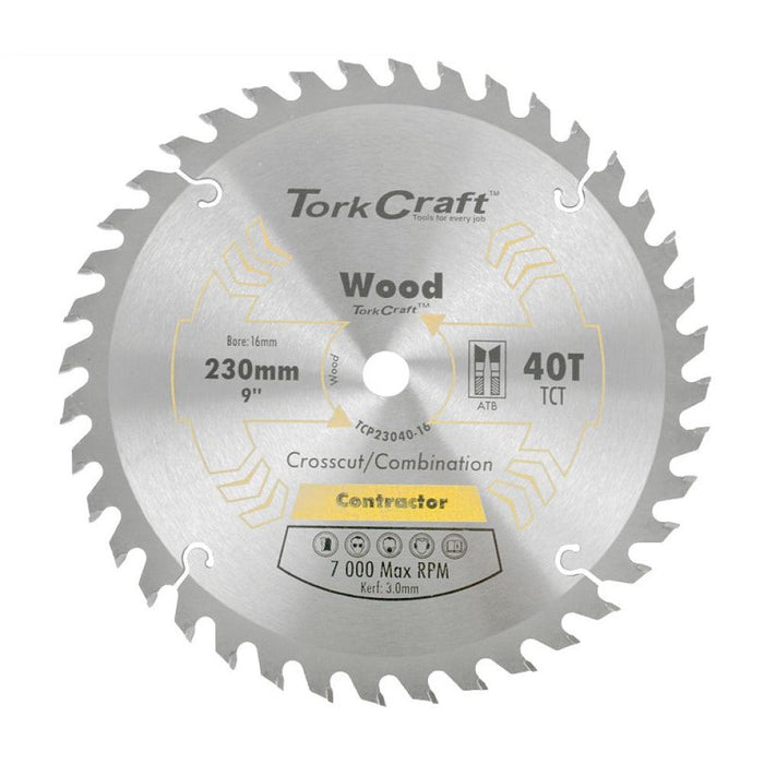 Tork Craft | Saw Blade TCT 230X40T 16mm Contractor