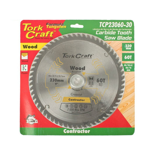 Tork Craft | Saw Blade TCT 230x60T 30/25,4/20/16mm Wood Contractor - BPM Toolcraft