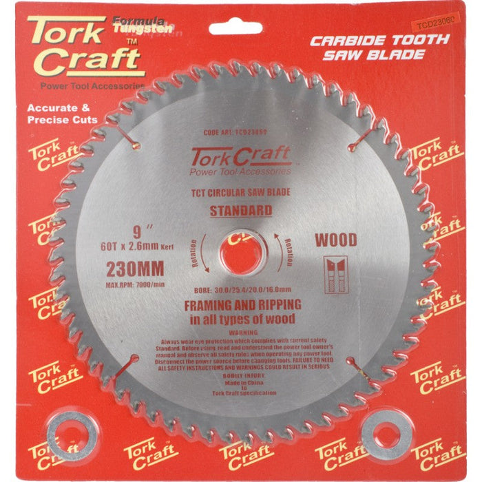 Tork Craft | Saw Blade TCT 230X60T 30/25,4/20mm General Purpose Rip