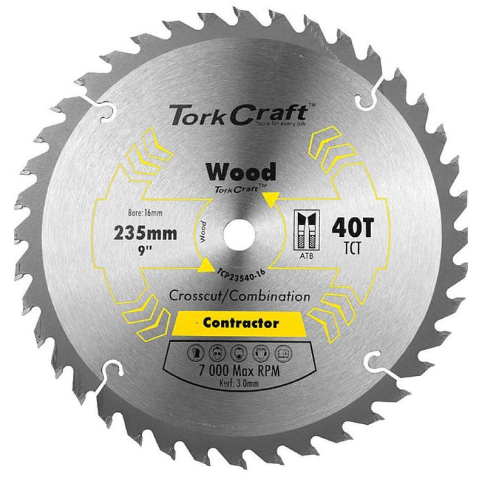 Tork Craft | Saw Blade TCT 235X40T 16mm Contractor