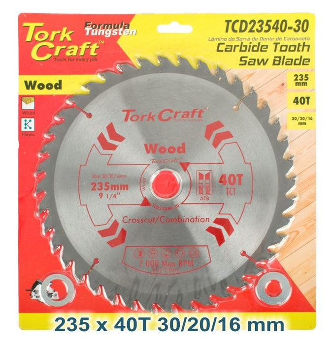 Tork Craft | Saw Blade TCT 235X40T 30/16mm General Purpose Combination