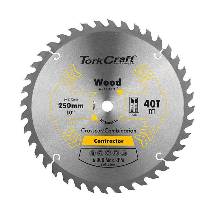 Tork Craft | Saw Blade TCT 250X40T 16mm Contractor