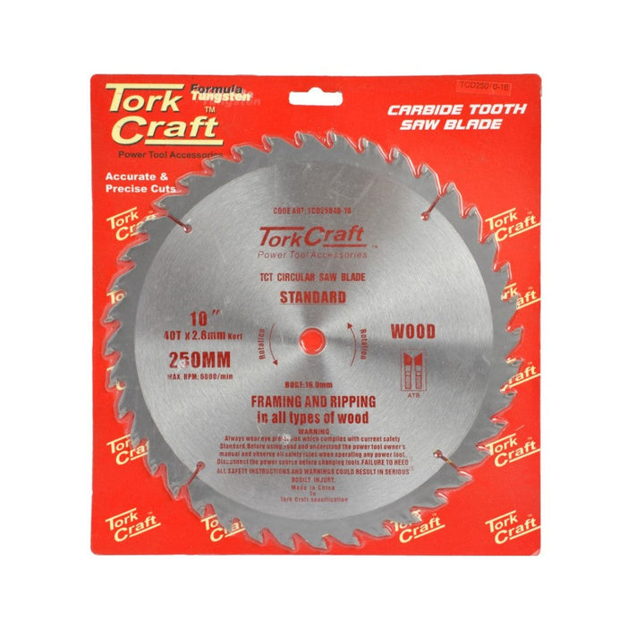 Tork Craft | Saw Blade TCT 250X40T 16mm General Purpose