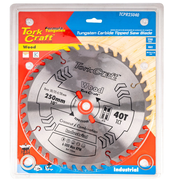 Tork Craft | Saw Blade TCT 250X40T 30/25,4/20mm ATB Positive Professional Industrial