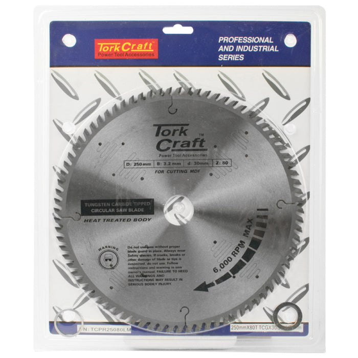 Tork Craft | Saw Blade TCT 250X80T 30/25,4/20mm TCG Positive Professional Industrial