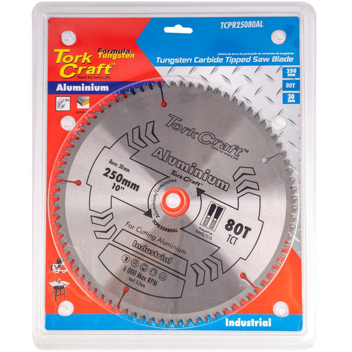 Tork Craft | Saw Blade TCT 250X80T 30mm Aluminium TCG Negative Professional Industrial