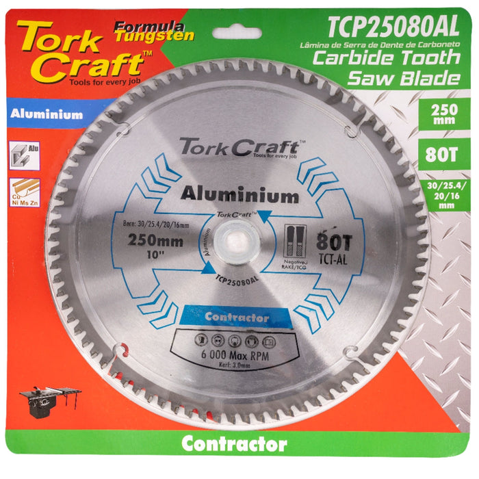 Tork Craft | Saw Blade TCT 250X80T TCG Neg 30mm Contractor Aluminium