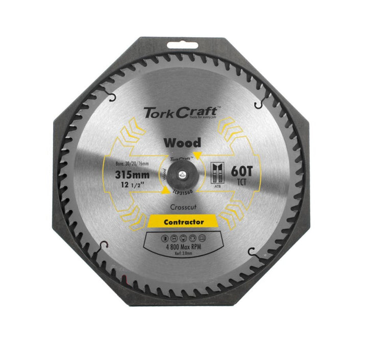 Tork Craft | Saw Blade TCT 315X60T 30/25,4/20/16mm Contractor Wood