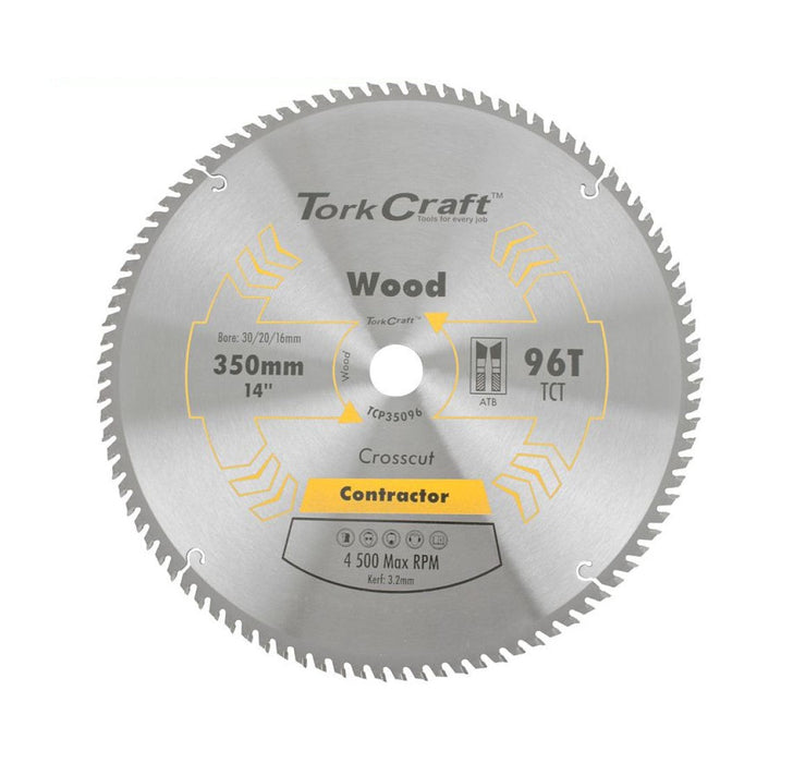 Tork Craft | Saw Blade TCT 350X96T 30/25,4mm Contractor Wood