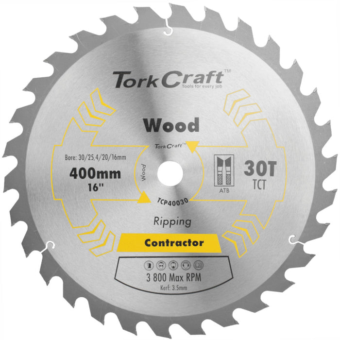 Tork Craft | Saw Blade TCT 400X30T 30/25,4/20/16mm Contractor