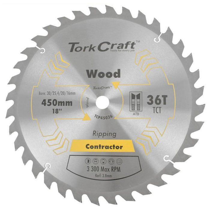 Tork Craft | Saw Blade TCT 450X36T 30/25,4mm Contractor