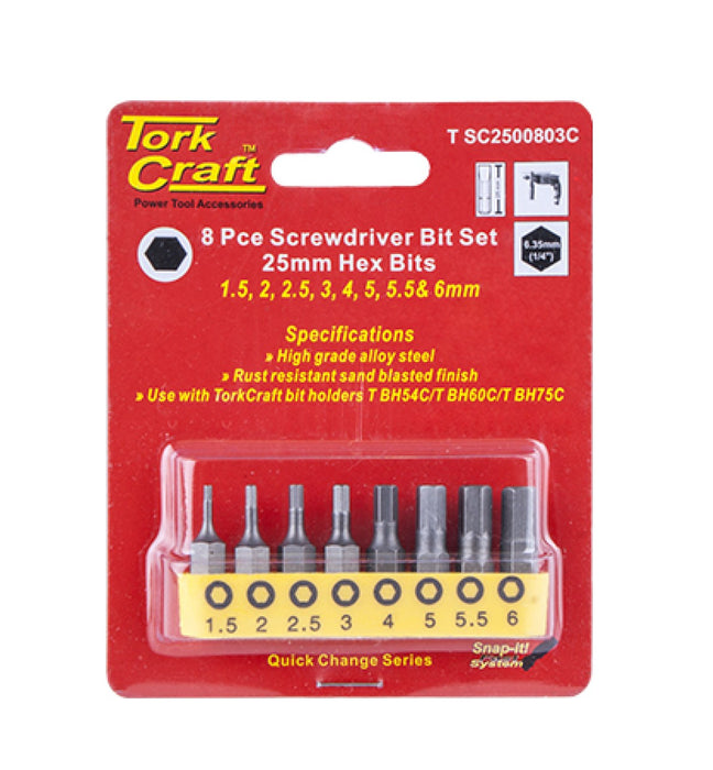 Tork Craft | Screwdriver Bit Set Hex H1.5-H6 8Pc