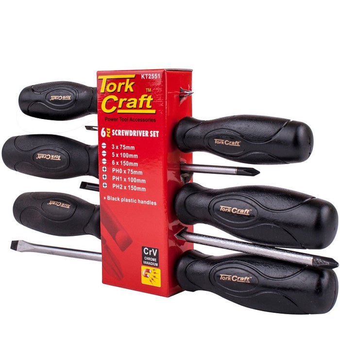 Tork Craft | Screwdriver Set Black Handle 6Pc