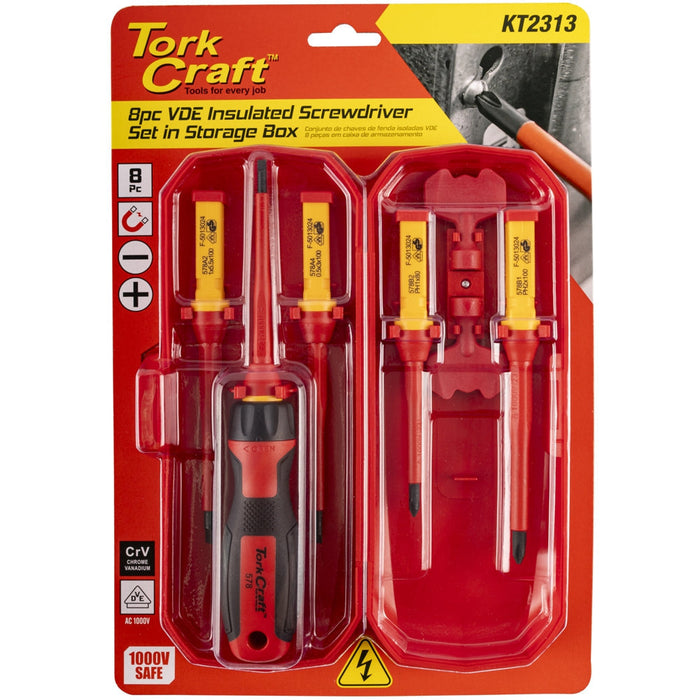 Tork Craft | Screwdriver Set VDE Insulated c/w Storage Box 8Pc