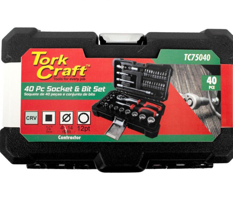 Tork Craft | Socket & Ratchet Set 1/4" CrV 12Pt 40Pc