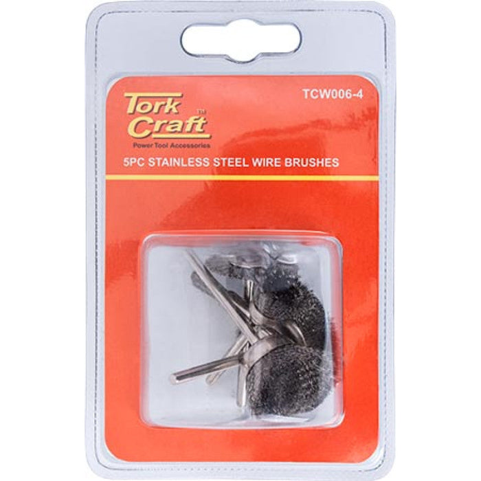 Tork Craft | Wire Brushes Mini Stainless Steel 3.2mm Shaft Assorted Shapes 5Pc