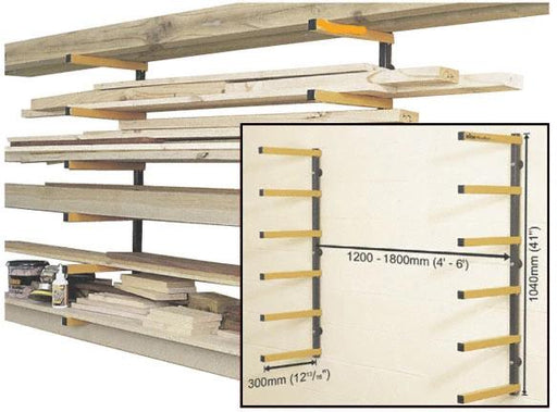 Tork Craft | Wood Rack, 6 Level Storage Steel Wall Mount - BPM Toolcraft