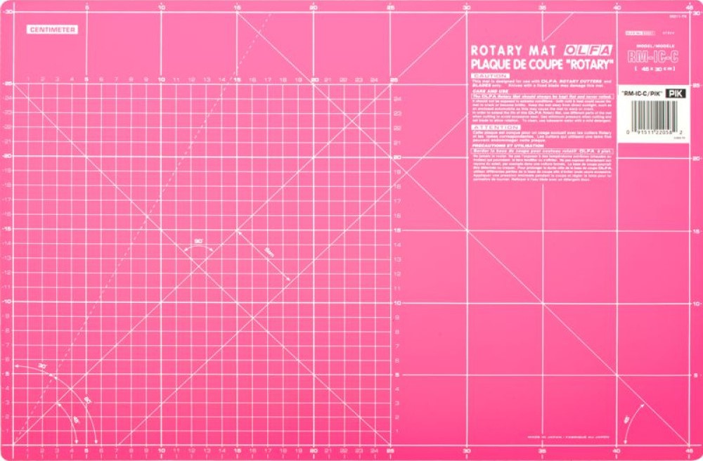Olfa | Mat Rotary 450X300mm Metric & Imperial Double Sided Pink