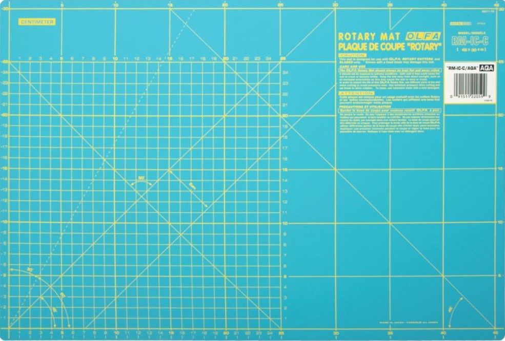 Olfa | Mat Rotary 450X300mm Metric & Imperial Double Sided Blue