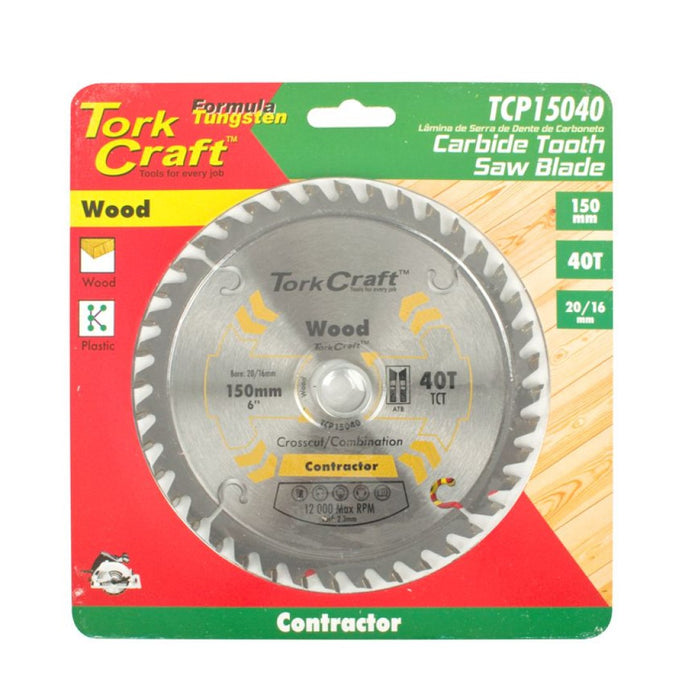 Tork Craft | Saw Blade TCT 150X20/16mm 40T Wood Contractor