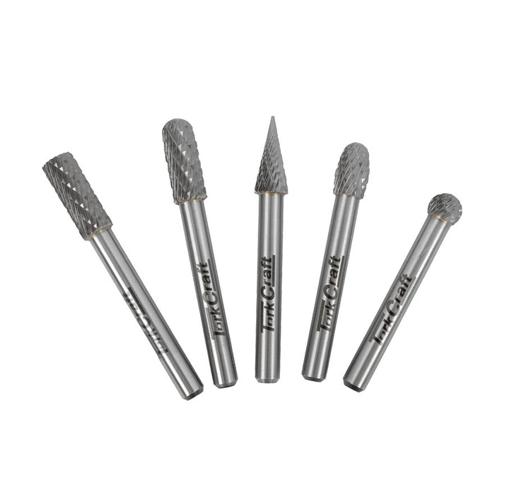 Tork Craft | Rotary Burr Set Asstd 8mm Dia. Tungsten 5Pc